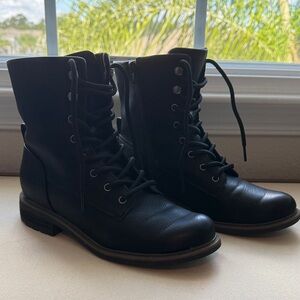b.o.c. Black Leather Moto Boots